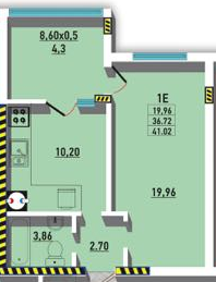 1-кімнатна 41.02 м² в ЖК Райдужний від 16 350 грн/м², Одеса