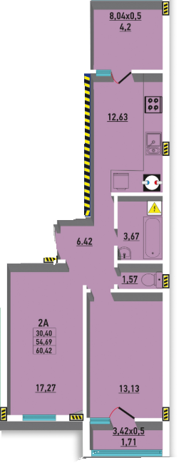 2-кімнатна 60.42 м² в ЖК Райдужний від 16 350 грн/м², Одеса