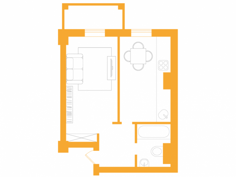 Свободная планировка 41.9 м² в ЖК Авторский от 36 700 грн/м², с. Фонтанка