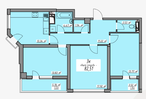 3-комнатная 82.51 м² в ЖК Элегия Парк от 27 700 грн/м², Одесса