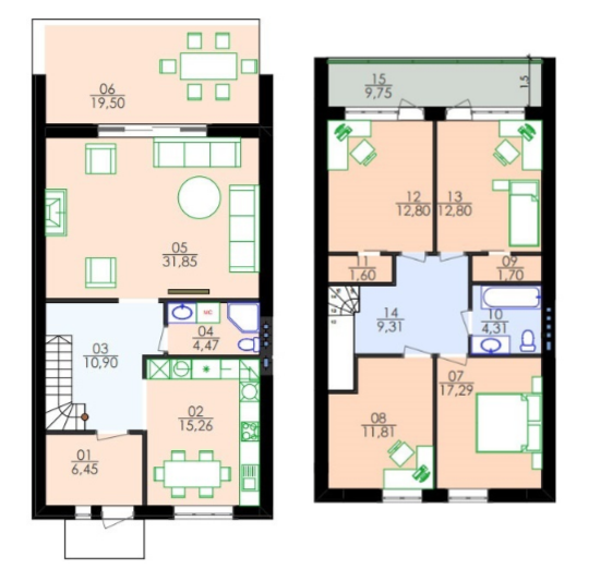 Таунхаус 150 м² в Таунхаусы Whitehall от 22 333 грн/м², с. Белогородка