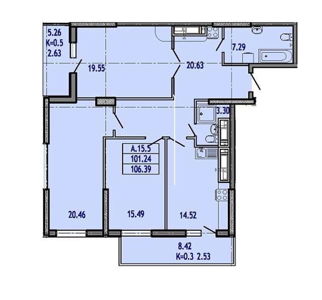 3-комнатная 106.39 м² в ЖК Акрополь от 27 450 грн/м², Одесса