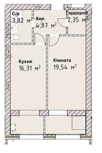 1-кімнатна 48.53 м² в ЖК Чайка Люкс від 19 600 грн/м², Одеса