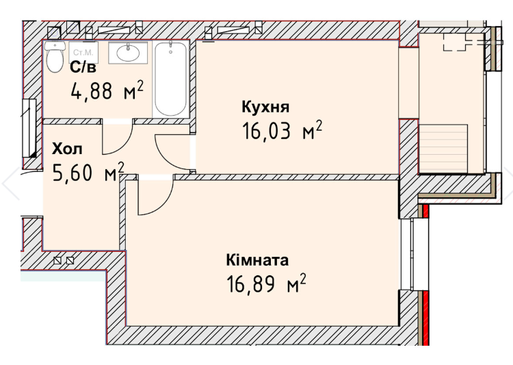1-кімнатна 43.4 м² в ЖК Чайка Люкс від 19 600 грн/м², Одеса