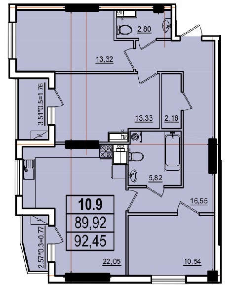 3-комнатная 92.45 м² в ЖК Аполлон от застройщика, Одесса