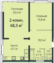 2-кімнатна 68.3 м² в ЖК Sea View від 25 750 грн/м², Одеса