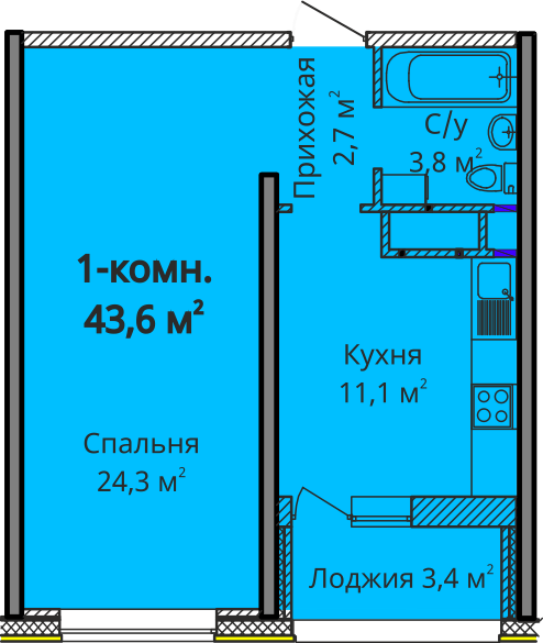 1-комнатная 43.6 м² в ЖК Альтаир 3 от 25 450 грн/м², Одесса