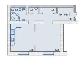 1-кімнатна 60 м² в ЖК на Французькому бульварі, 29 від 54 950 грн/м², Одеса