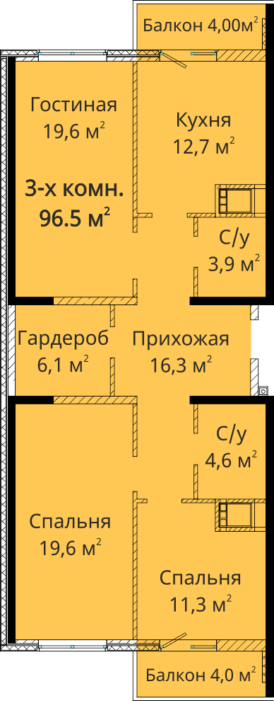 3-кімнатна 96.5 м² в ЖК Михайлівське містечко від 20 000 грн/м², Одеса