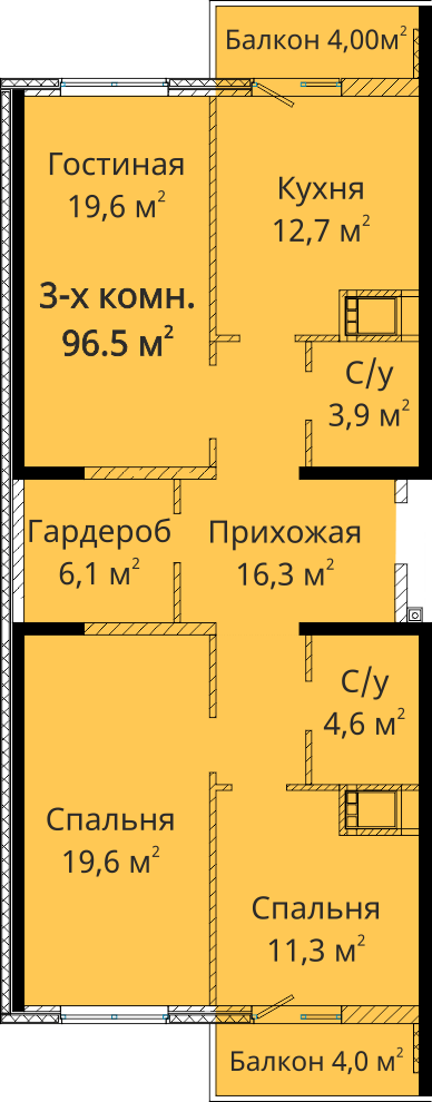 3-комнатная 96.5 м² в ЖК Михайловский городок от 20 000 грн/м², Одесса