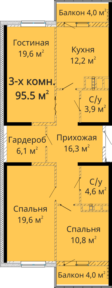 3-кімнатна 95.5 м² в ЖК Михайлівське містечко від 20 000 грн/м², Одеса