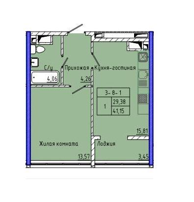 1-комнатная 41.15 м² в ЖК Сорок пятая жемчужина от 27 750 грн/м², Одесса