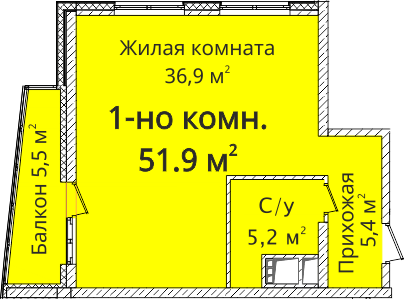 1-комнатная 51.9 м² в ЖК Новый берег от 31 000 грн/м², Одесса