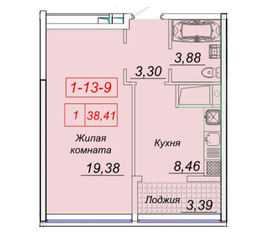 1-кімнатна 38.41 м² в ЖК Сорок четверта перлина від 23 400 грн/м², Одеса