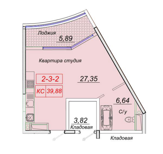 Студія 39.88 м² в ЖК Сорок четверта перлина від 23 400 грн/м², Одеса