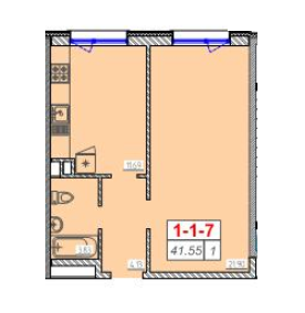 1-кімнатна 41.55 м² в ЖК Сорок шоста перлина від 15 250 грн/м², Одеса