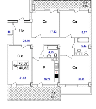 4-комнатная 140.69 м² в ЖК Ясная Поляна 2 от 36 600 грн/м², Одесса