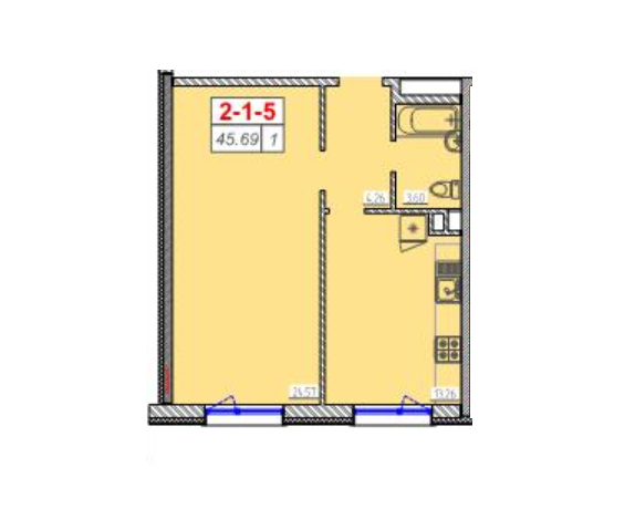 1-комнатная 45.69 м² в ЖК Сорок шестая жемчужина от 15 250 грн/м², Одесса