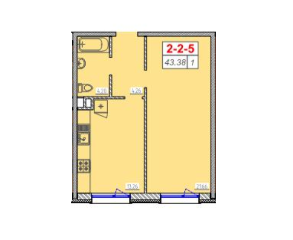 1-комнатная 43.38 м² в ЖК Сорок шестая жемчужина от 15 250 грн/м², Одесса