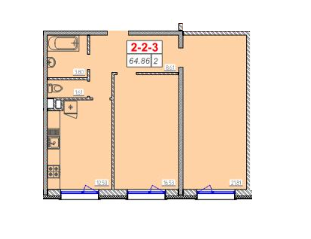 2-комнатная 64.86 м² в ЖК Сорок шестая жемчужина от 17 900 грн/м², Одесса