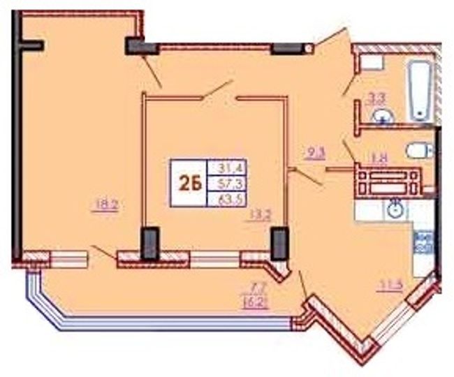 2-комнатная 63.5 м² в ЖК Янтарный от 10 850 грн/м², с. Иличанка