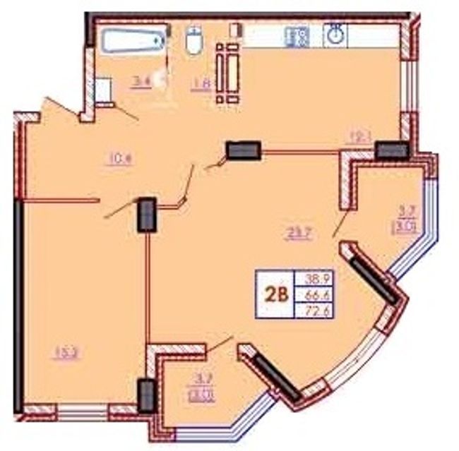 2-комнатная 72.6 м² в ЖК Янтарный от 10 850 грн/м², с. Иличанка