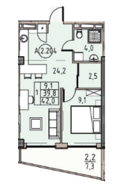 1-кімнатна 42 м² в ЖК Простір на Донського від 22 400 грн/м², Одеса