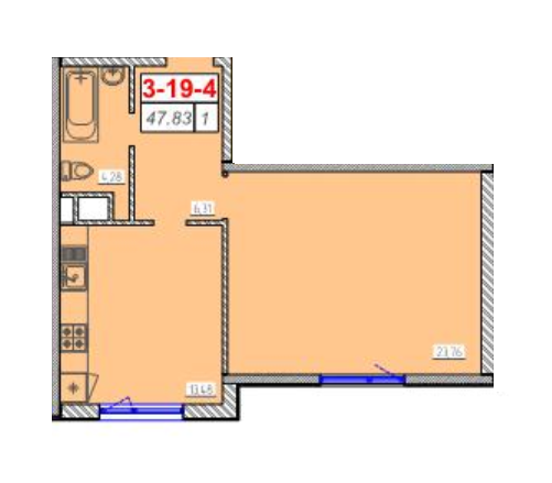 1-комнатная 47.83 м² в ЖК Сорок шестая жемчужина от 15 250 грн/м², Одесса