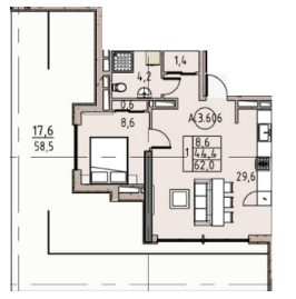 1-кімнатна 62 м² в ЖК Простір на Донського від 22 400 грн/м², Одеса