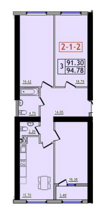 3-комнатная 94.3 м² в ЖК Тридцатая жемчужина от 14 000 грн/м², с. Крыжановка