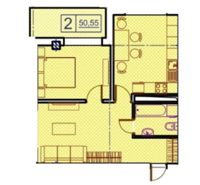 2-комнатная 50.55 м² в ЖК Пространство на Гераневой от 31 850 грн/м², Одесса