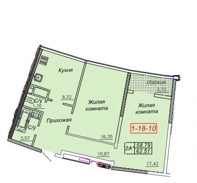 2-комнатная 62.51 м² в ЖК Двадцать седьмая жемчужина от 24 950 грн/м², Одесса