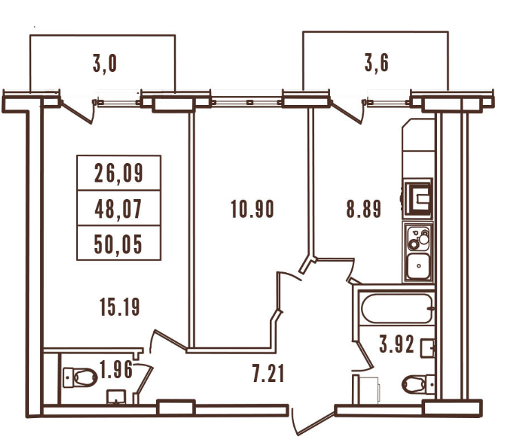 2-кімнатна 50.05 м² в ЖК Континент від 28 400 грн/м², Одеса
