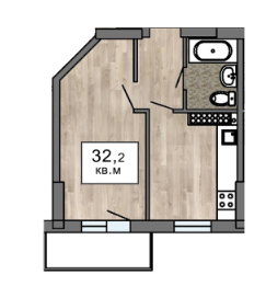 1-комнатная 32.2 м² в ЖК Клубный 7 от 25 550 грн/м², Одесса