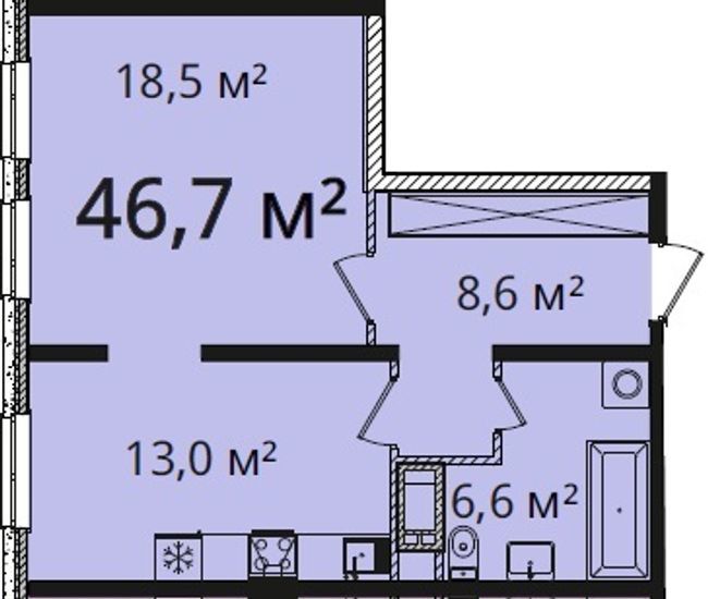 1-комнатная 46.7 м² в Апарт-комплекс Морская резиденция от 30 400 грн/м², Одесса