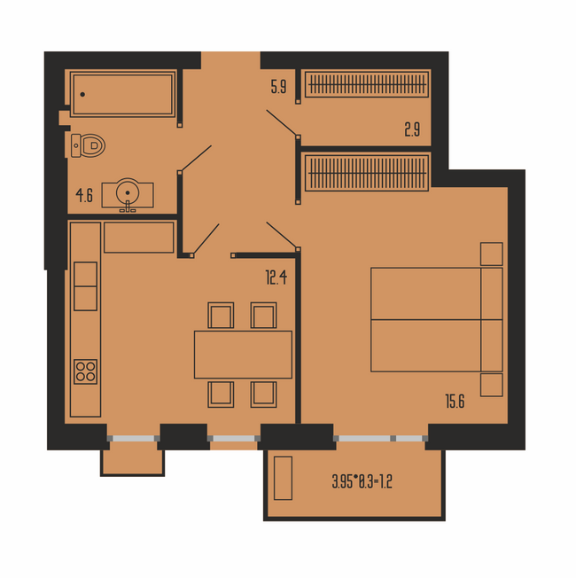 1-комнатная 42.9 м² в ЖК Бисквитный от 26 250 грн/м², Одесса