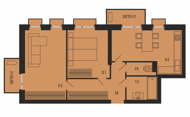 2-комнатная 63.6 м² в ЖК Бисквитный от 23 750 грн/м², Одесса