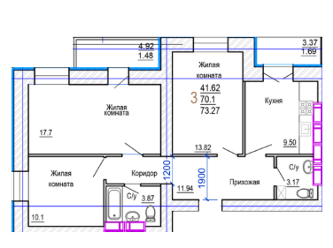 3-кімнатна 73.27 м² в ЖК Сонячний квартал 4 від 20 000 грн/м², Харків