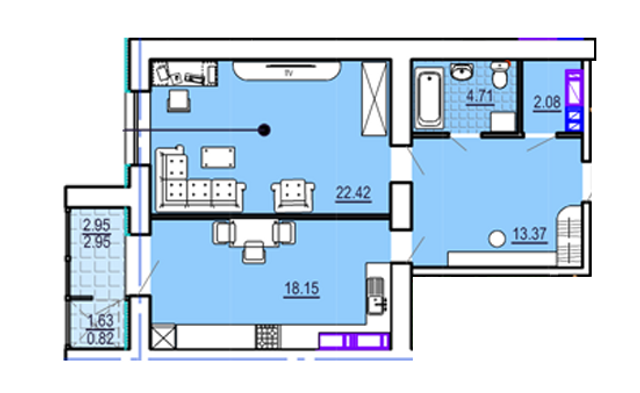 1-кімнатна 64.5 м² в ЖК Театральний від 35 700 грн/м², Харків