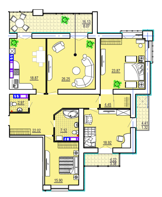 4-кімнатна 153.14 м² в ЖК Театральний від 46 300 грн/м², Харків