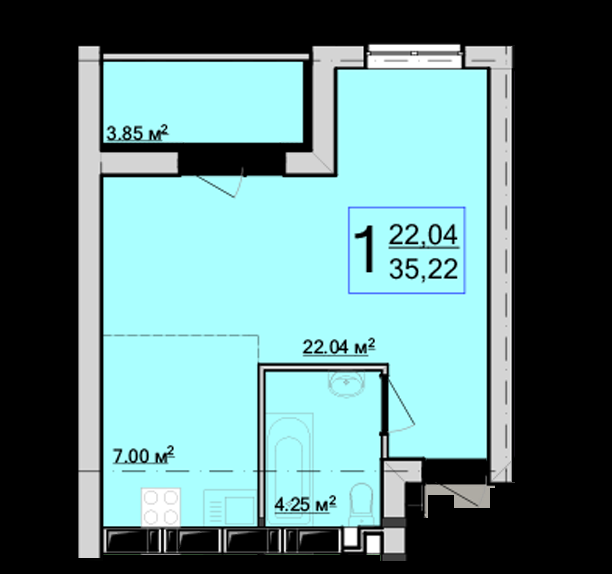 1-кімнатна 35.22 м² в ЖК Пташка від 11 800 грн/м², Харків