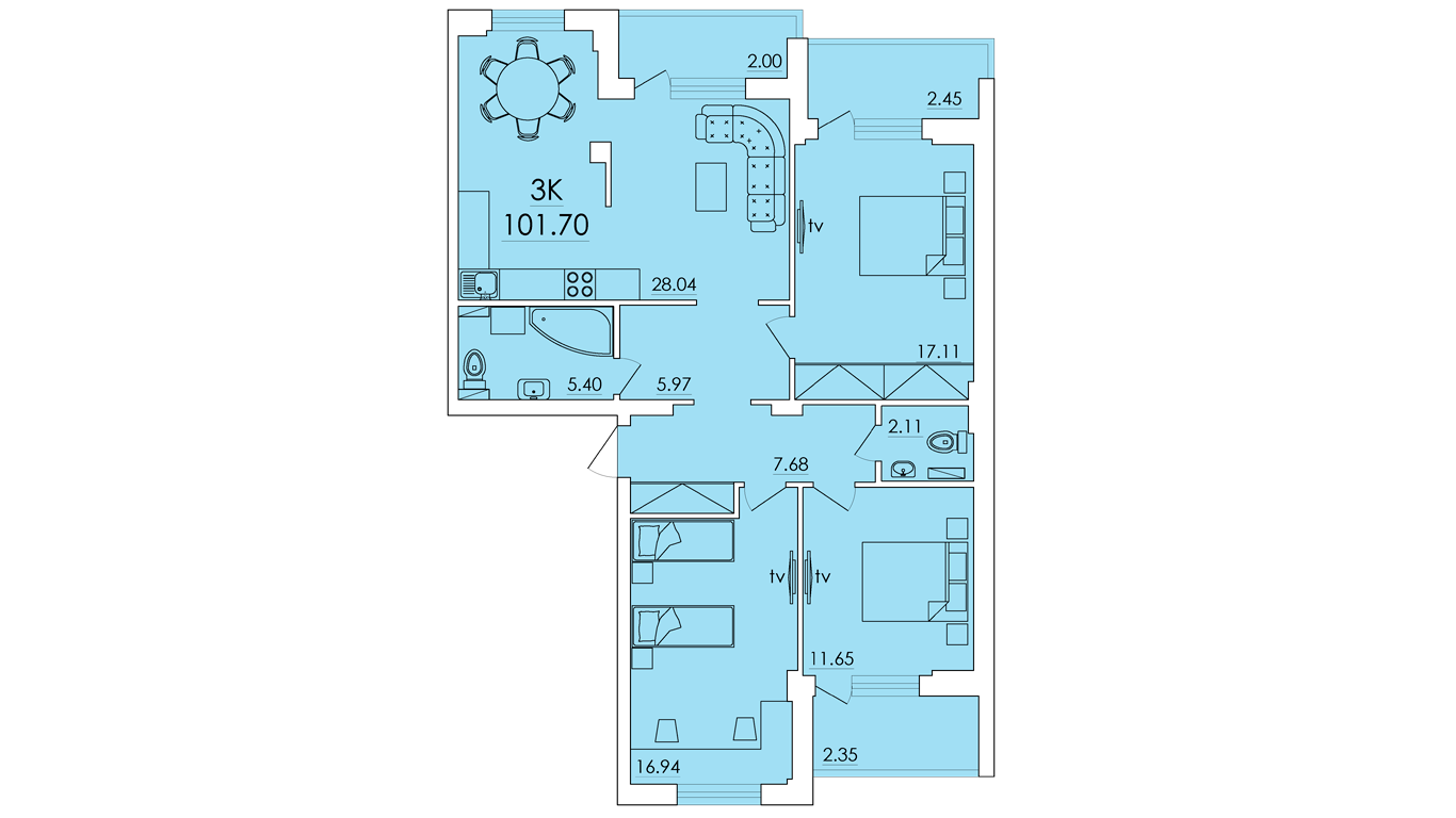 3-кімнатна 101.7 м² в ЖК Eco Solaris від 12 800 грн/м², с. Крижанівка