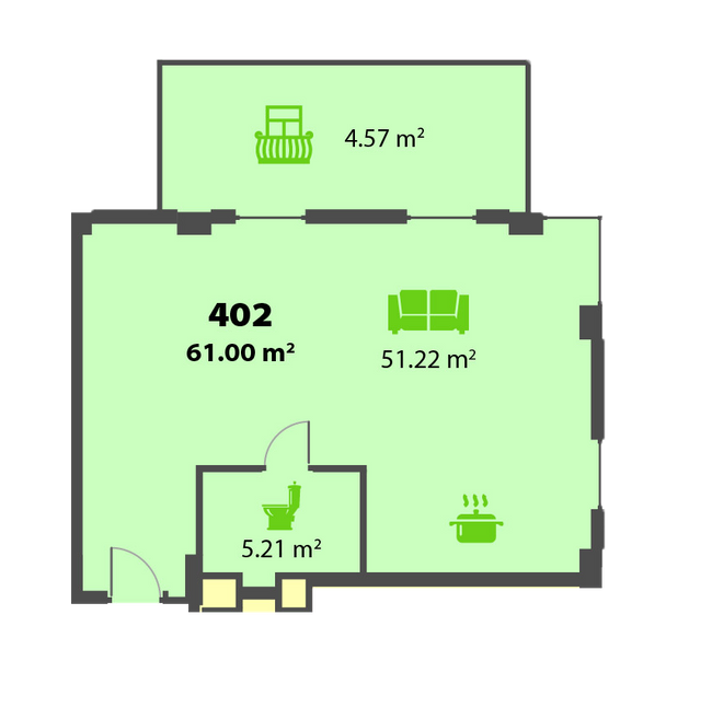 Вільне планування 61 м² в ЖК П'ятий континент від 21 200 грн/м², Дніпро