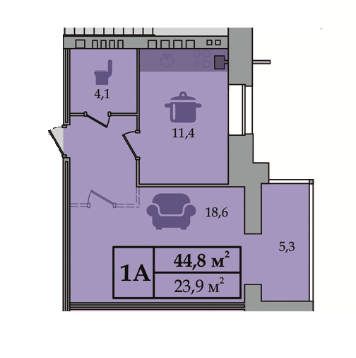 1-кімнатна 44.8 м² в ЖК Щасливий від 15 000 грн/м², Дніпро