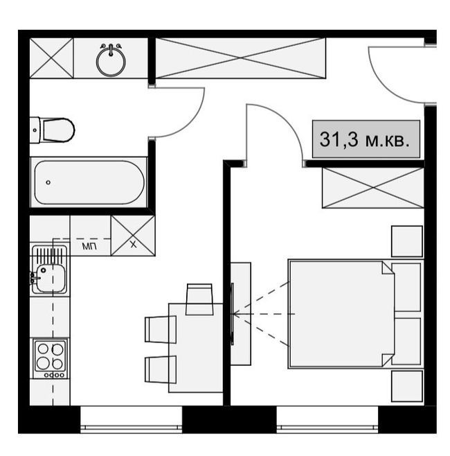 1-комнатная 31.3 м² в КД Dream House от застройщика, Днепр