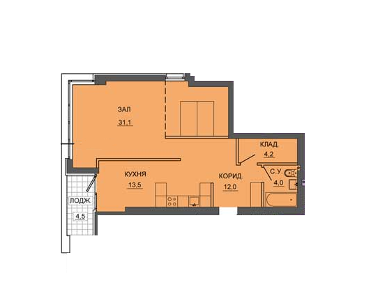 1-комнатная 40 м² в КД на ул. Александра Коныского (Володарского), 63 от застройщика, Днепр