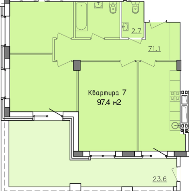 3-кімнатна 97.4 м² в ЖК Victory Hall від забудовника, Дніпро