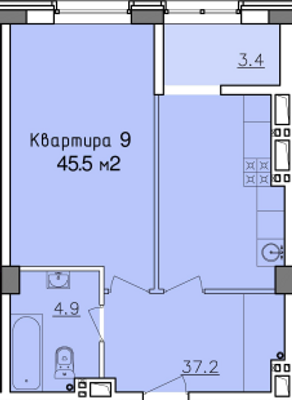1-кімнатна 45.5 м² в ЖК Victory Hall від 22 800 грн/м², Дніпро