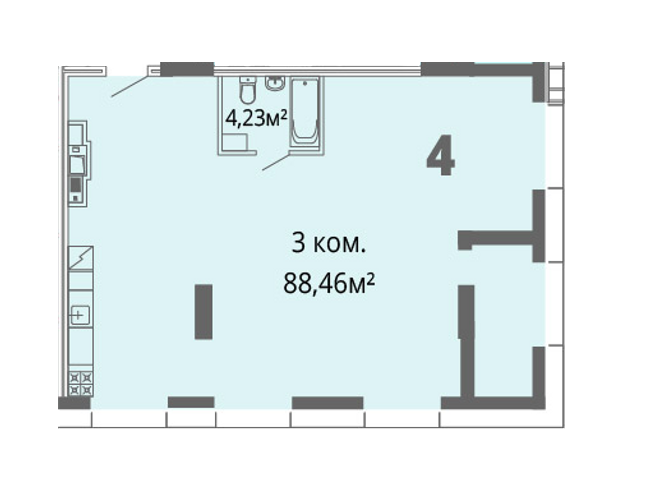 3-комнатная 88.46 м² в ЖК Грани от 26 900 грн/м², Днепр