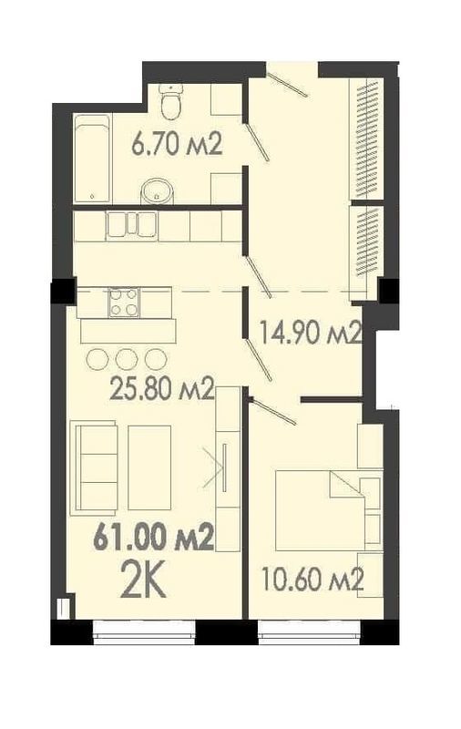 2-кімнатна 61 м² в ЖК Дельмар Люкс від забудовника, Дніпро